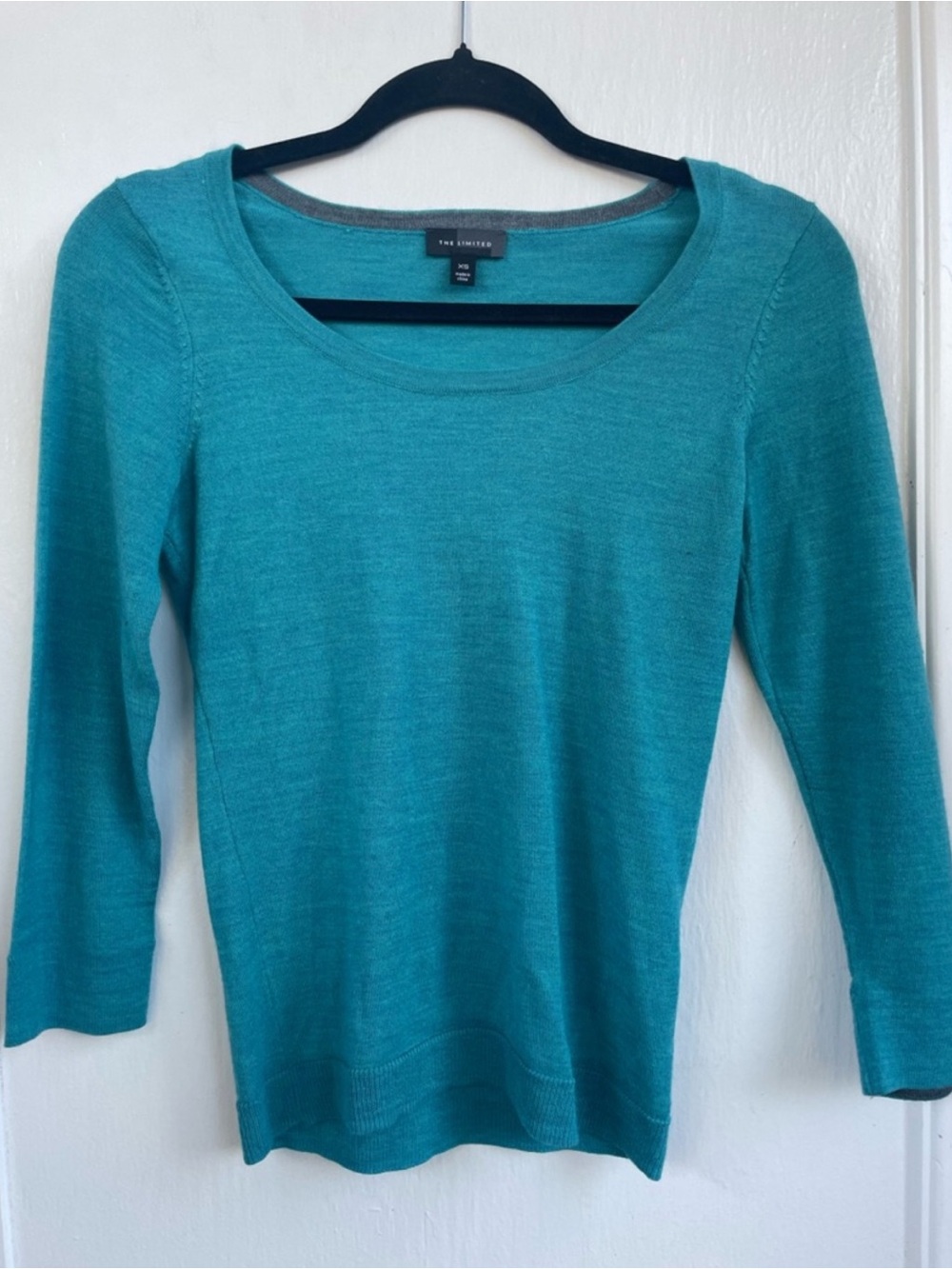 The Limited Teal Scoop Neck Lightweight Knit Sweater